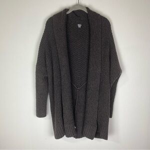 Aerie Wide Rib Oversized Longline Open Cardigan, Steel Gray, XS